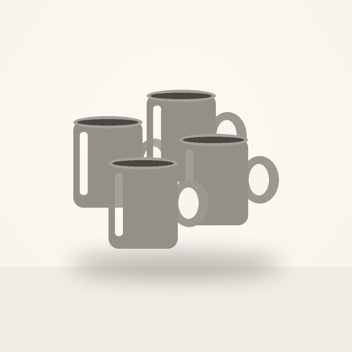 cv-mug-008 Heirloom Faceted Stoneware Mugs — 4-Piece Set - Image 1